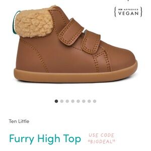 Ten Little Fur High Top Brown Toddler Shoes